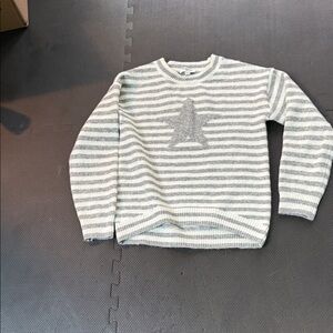 Freshman Gray & White Striped Crewneck Sweater with Center 'A' Motif